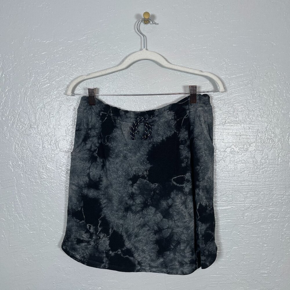 Sundry Women 2 Black Gray Tie Dye French Terry Skirt Athleisure Comfort Beach